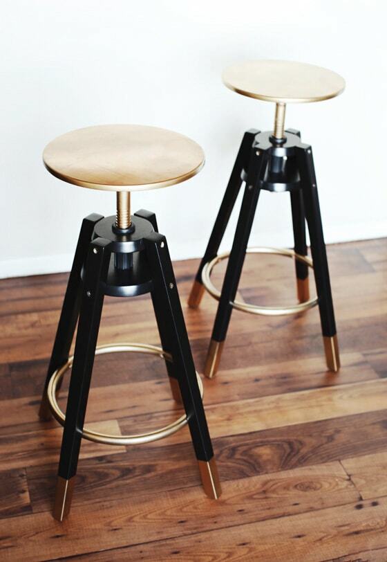 Ikea bar stools with gold seats