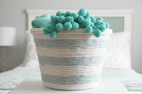 rope basket with towels