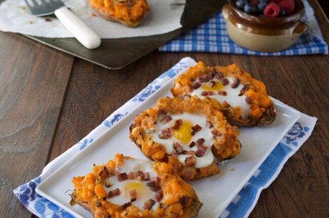 baked sweet potato with eggs