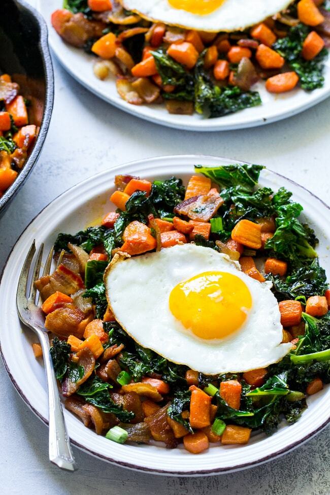 carrot bacon kale hash