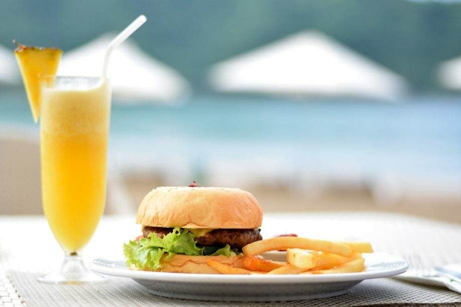 hamburger with fries