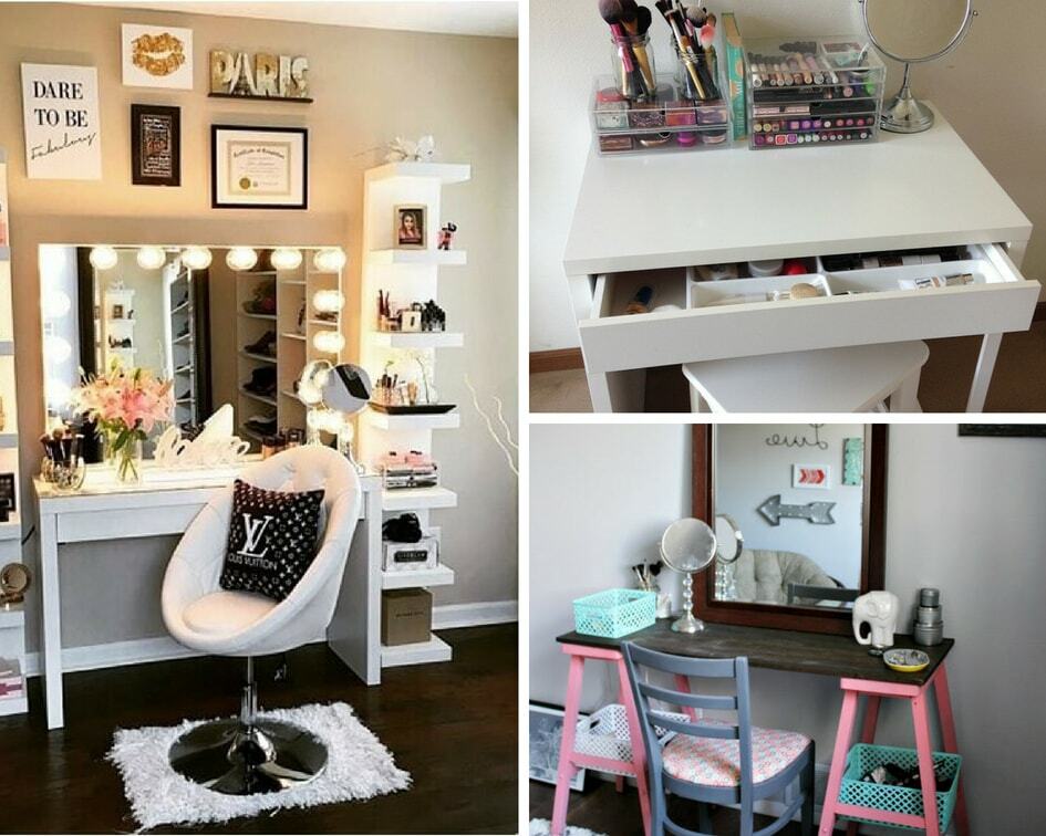 Floating Corner Makeup Vanity - This makeup vanity allows you to take 