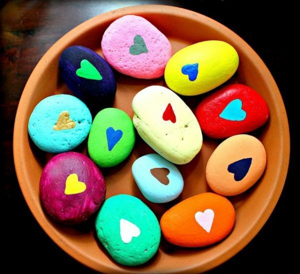 heart painted rocks