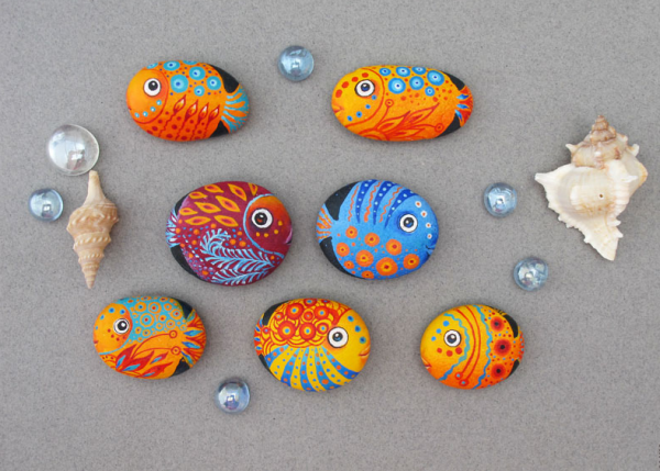 fish painted rocks