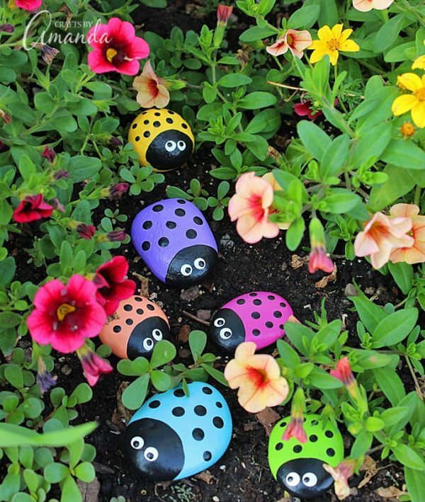 Lady Bug Painted Rocks