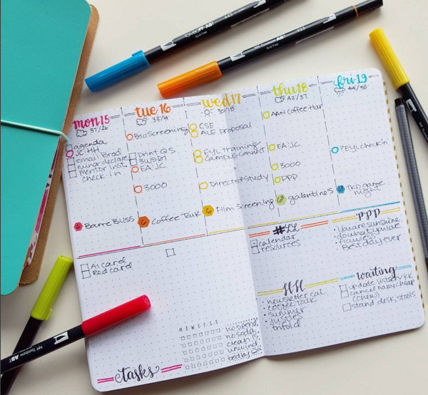 Weekly bullet journal layout ideas that you will want to copy. Organize your week with these easy bullet journal weekly spreads.