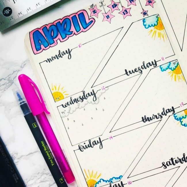 Weekly bullet journal layout ideas that you will want to copy. Organize your week with these easy bullet journal weekly spreads.