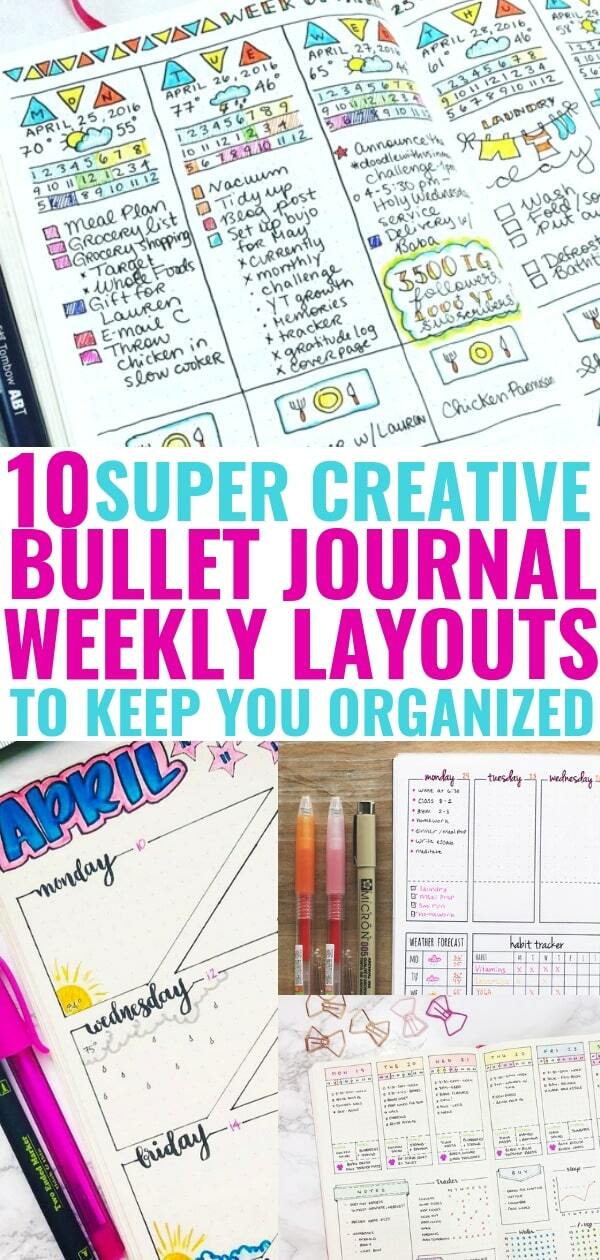 Weekly bullet journal layout ideas that you will want to copy. Organize your week with these easy bullet journal weekly spreads.